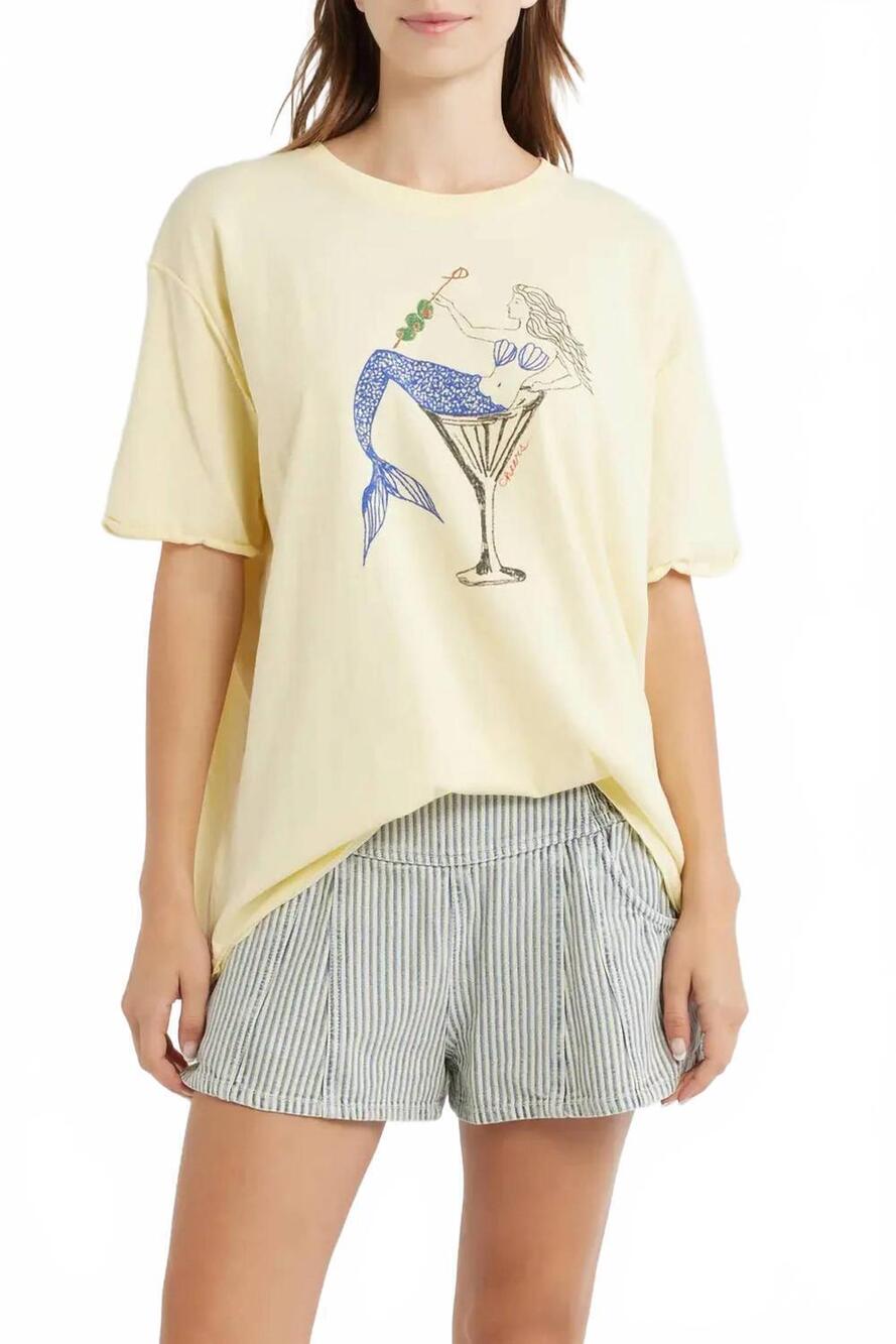 NEW FREE PEOPLE women's best coast tee in yellow